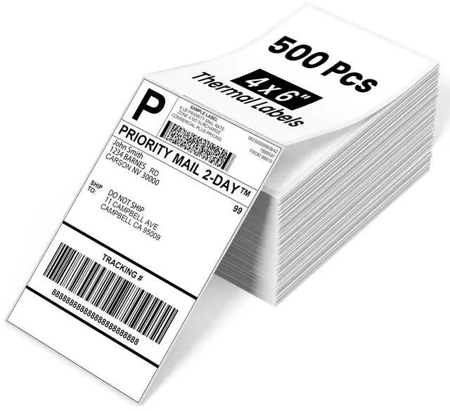 Main image of 4x6 Thermal Shipping Labels, 500 PCS -Fold Thermal Labels, Compatible with MUNBYN,JADENS,Nelko,Rollo, KNAON, Phomemo 241bt, Label Printer,Water/Oilproof Label Stickers for Address Mail