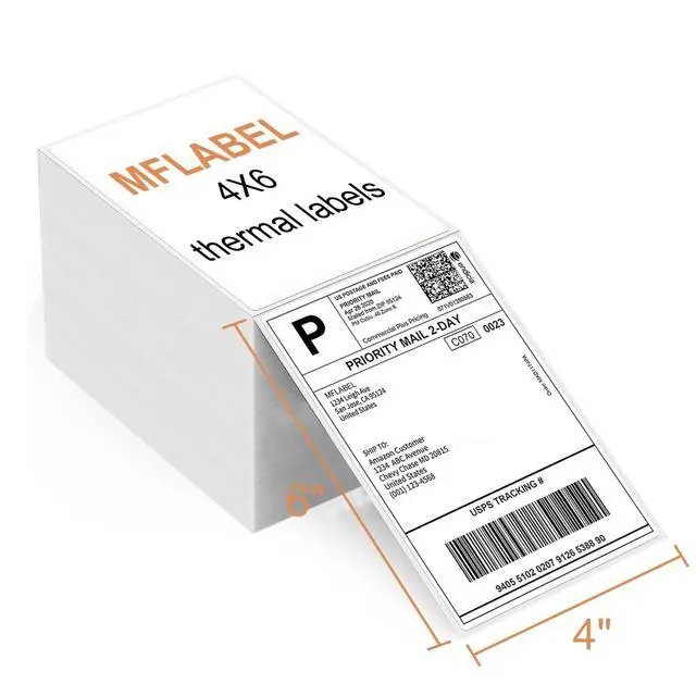 Alt view image 2 of 7 - 4x6 Direct Thermal Labels (1000 Labels) 4" x 6" Perforated Shipping Labels Compatible with Zebra Printers Fanfold Thermal Label Stickers for Shipping Packages - 1 Stacks White Labels