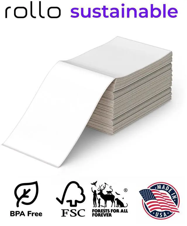 Alt view image 3 of 7 - Direct Thermal Shipping Labels - Pack of 500 4x6 Thermal Labels Fanfold - Perforated and Strong Adhesive (Commercial Grade)