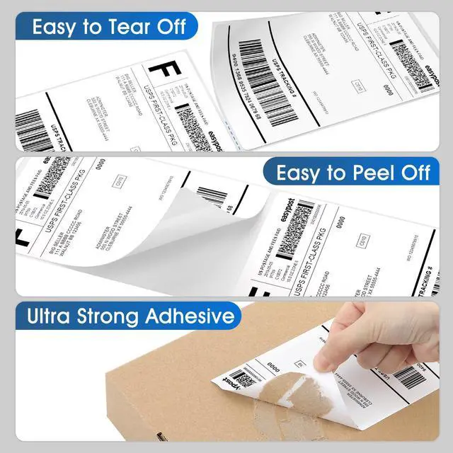 Alt view image 5 of 7 - 4" x 6" Direct Thermal Labels, 4000 Pcs/16 Rolls, Perforated White Mailing Shipping Package Labels, Commercial Grade, Permanent Adhesive, Compatible with Most Thermal Printers