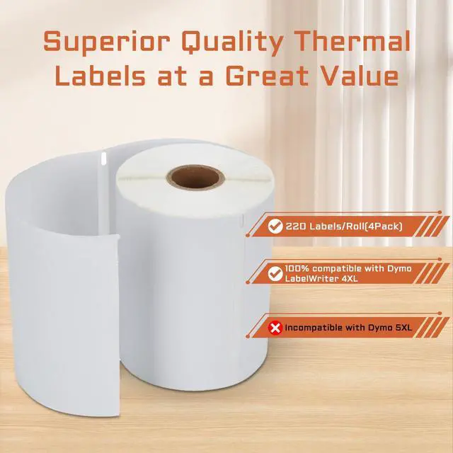 Alt view image 5 of 7 - 4 Rolls 4XL Labels 4" x 6" Direct Thermal Printer Labels, Shipping Labels Compatible with LabelWriter 4XL 1744907 Thermal Postage Label Paper, 220 Labels/Roll