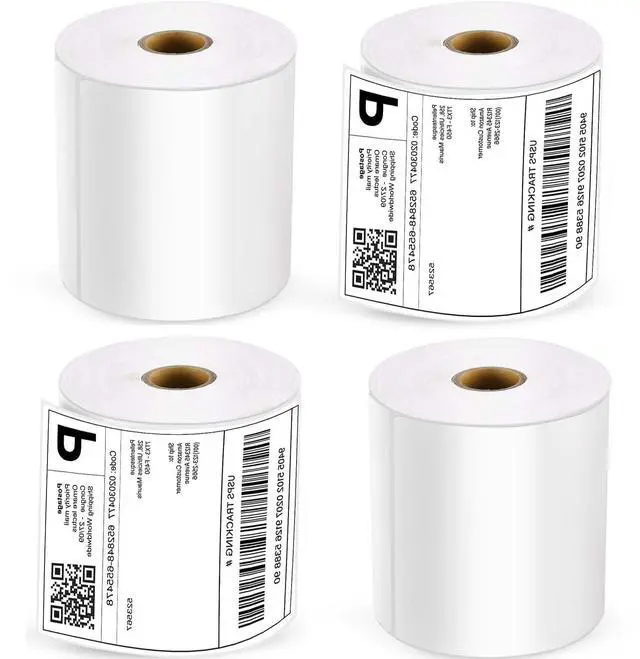 Main image of 4 Rolls Direct Thermal Labels, 4x6 Postage Shipping Label for Rollo, Zebra, MUNBYN and Polono Thermal Printer, 1000 Counts (NOT for DYMO)