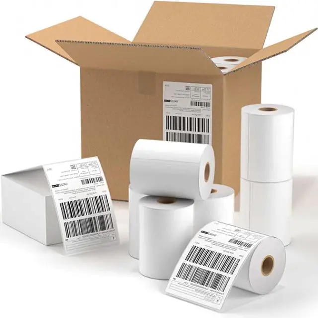 Alt view image 6 of 6 - 4 Rolls Direct Thermal Labels, 4x6 Postage Shipping Label for Rollo, Zebra, MUNBYN and Polono Thermal Printer, 1000 Counts (NOT for DYMO)