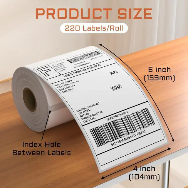 Alt view image 2 of 7 - 4 Rolls 4XL Labels 4" x 6" Direct Thermal Printer Labels, Shipping Labels Compatible with LabelWriter 4XL 1744907 Thermal Postage Label Paper, 220 Labels/Roll
