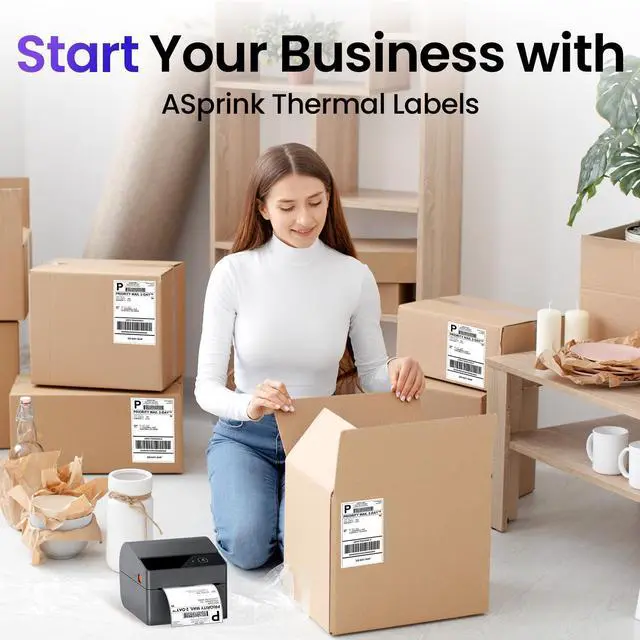 Alt view image 3 of 6 - Thermal Labels 4x6, Pack of 250 4x6 Roll Labels, Commercial Grade, Strong Adhesive Shipping Label, Compatible with ASprink A64M and Most Thermal Printer & Shipping Supplies