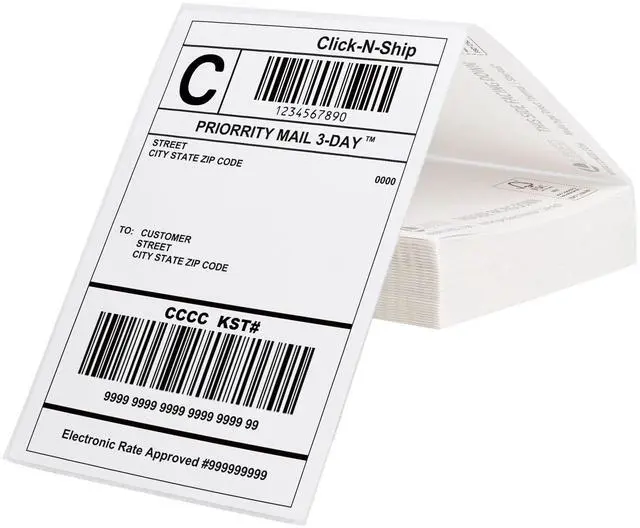 Main image of 200 4x6 Thermal Labels Fanfold, Direct Thermal Shipping Labels - Perforated and Strong Adhesive