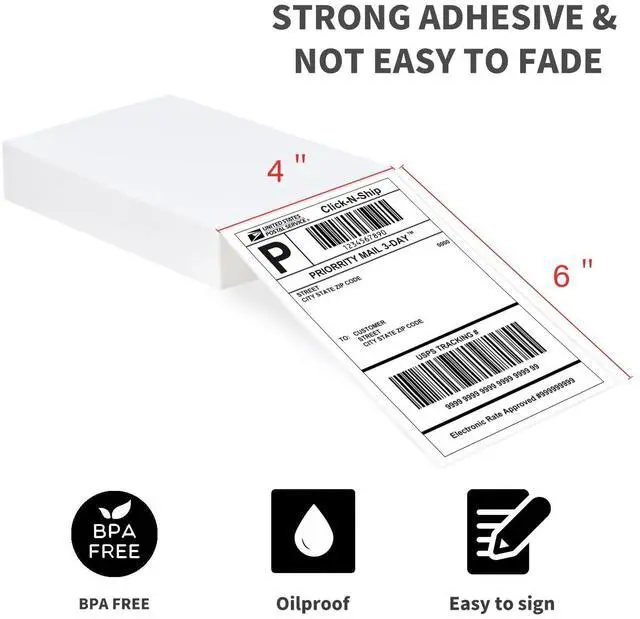 Alt view image 2 of 7 - 200 4x6 Thermal Labels Fanfold, Direct Thermal Shipping Labels - Perforated and Strong Adhesive