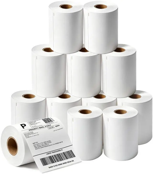 Main image of 4x6 Thermal Labels Compatible with Dymo 4XL 1744907, 12 Rolls Perforated Postage Shipping Labels for Dymo, Rollo, Zebra, 220 Label per Roll
