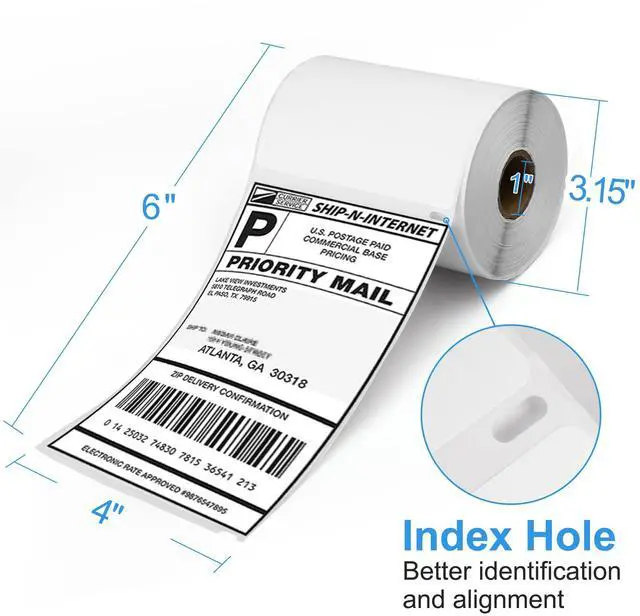 Alt view image 2 of 7 - 4x6 Thermal Labels Compatible with Dymo 4XL 1744907, 12 Rolls Perforated Postage Shipping Labels for Dymo, Rollo, Zebra, 220 Label per Roll