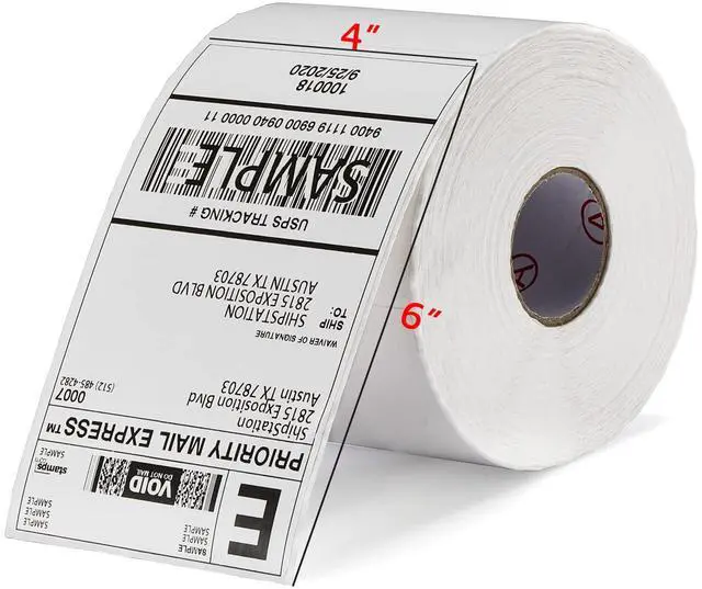 Main image of Thermal Direct Labels, Pack of 500 Roll 4"x6" Shipping Labels with Perforation, Compatible with Rollo and Zebra, Permanent Adhesive, Commercial Grade