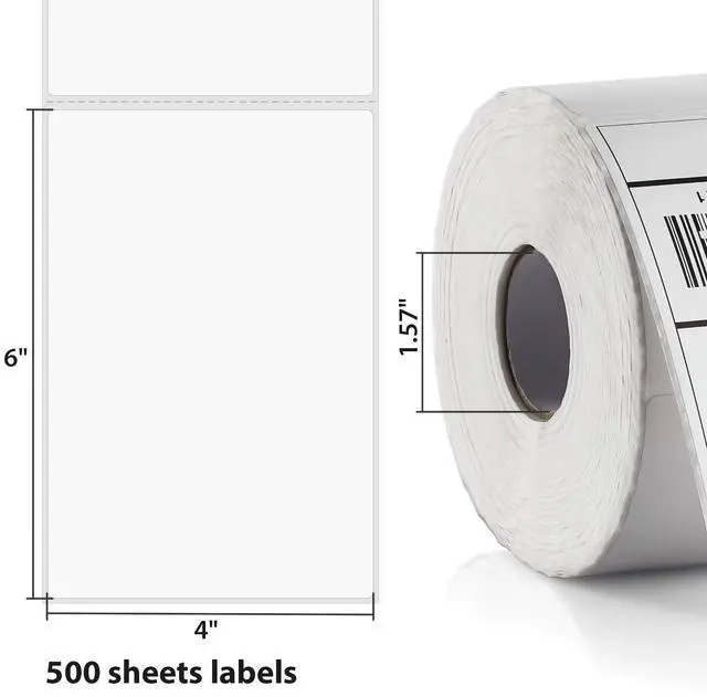 Alt view image 2 of 7 - Thermal Direct Labels, Pack of 500 Roll 4"x6" Shipping Labels with Perforation, Compatible with Rollo and Zebra, Permanent Adhesive, Commercial Grade