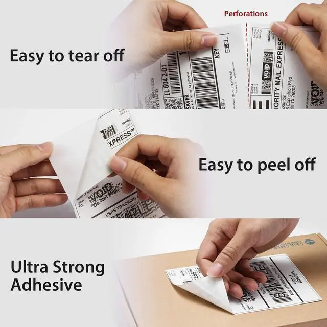 Alt view image 4 of 7 - Thermal Direct Labels, Pack of 500 Roll 4"x6" Shipping Labels with Perforation, Compatible with Rollo and Zebra, Permanent Adhesive, Commercial Grade