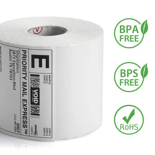 Alt view image 6 of 7 - Thermal Direct Labels, Pack of 500 Roll 4"x6" Shipping Labels with Perforation, Compatible with Rollo and Zebra, Permanent Adhesive, Commercial Grade