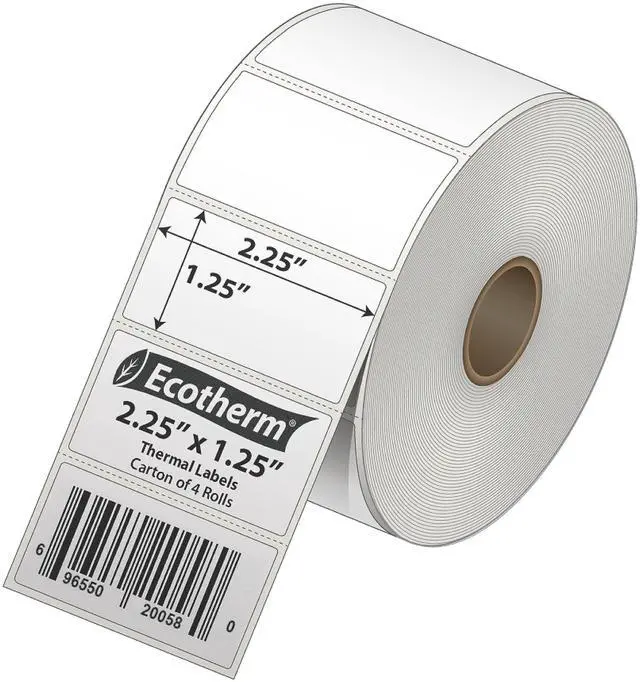Alt view image 2 of 7 - 2.25" x 1.25" Thermal Labels | 4 Rolls | 4540 Labels | fits Zebra, Munbyn, Rollo, Godex, Arkscan, iDPRT, Offnova Thermal Label Printers and More | Blank White Adhesive Stickers