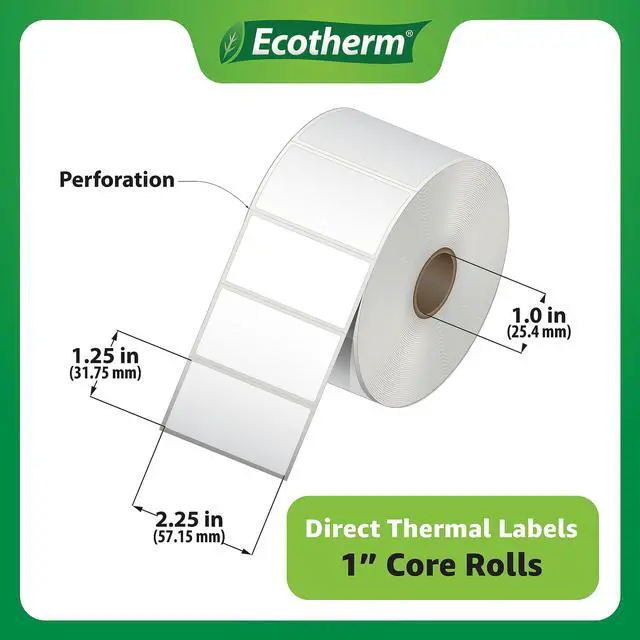 Alt view image 3 of 7 - 2.25" x 1.25" Thermal Labels | 4 Rolls | 4540 Labels | fits Zebra, Munbyn, Rollo, Godex, Arkscan, iDPRT, Offnova Thermal Label Printers and More | Blank White Adhesive Stickers