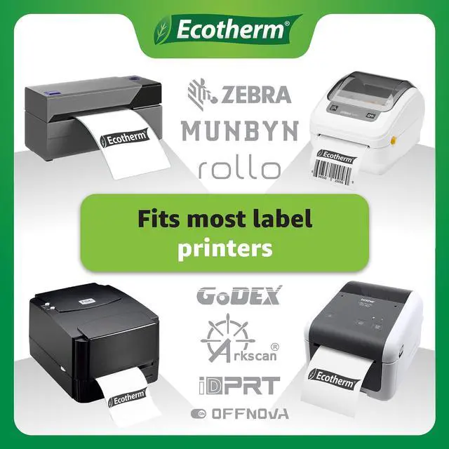 Alt view image 5 of 7 - 2.25" x 1.25" Thermal Labels | 4 Rolls | 4540 Labels | fits Zebra, Munbyn, Rollo, Godex, Arkscan, iDPRT, Offnova Thermal Label Printers and More | Blank White Adhesive Stickers