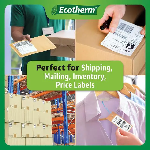 Alt view image 7 of 7 - 2.25" x 1.25" Thermal Labels | 4 Rolls | 4540 Labels | fits Zebra, Munbyn, Rollo, Godex, Arkscan, iDPRT, Offnova Thermal Label Printers and More | Blank White Adhesive Stickers