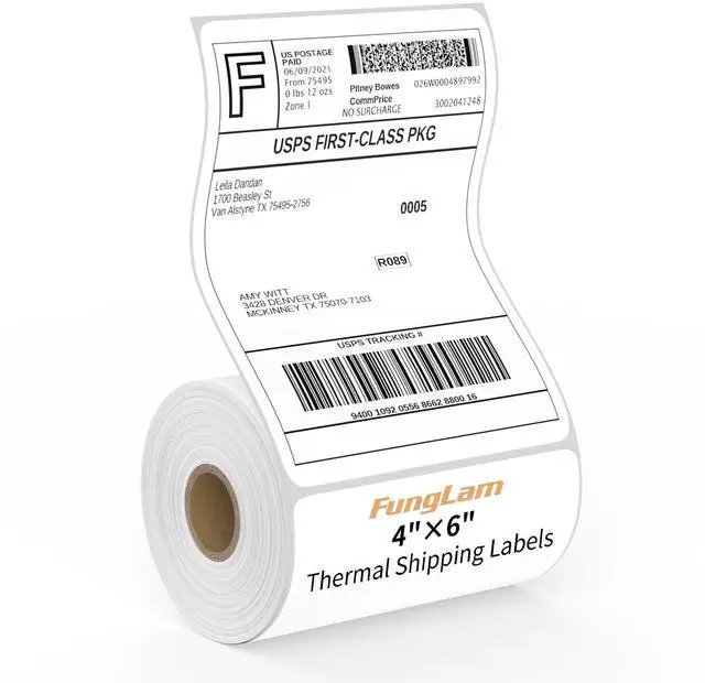 Main image of 4"X6" Thermal Shipping Labels, 4X6 Labels,White Mailing Shipping Labels, Perforated, 250 Labels,Compatible with iDPRT, JADENS and Rollo.
