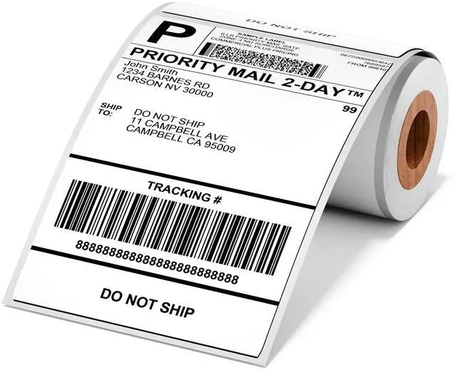 Main image of 4x6 Thermal Labels, Shipping Address Label (Pack of 100 4x6 Roll Labels) - Compatible with JADENS, Phomemo, Rollo, Zebra, and Other Thermal Printers