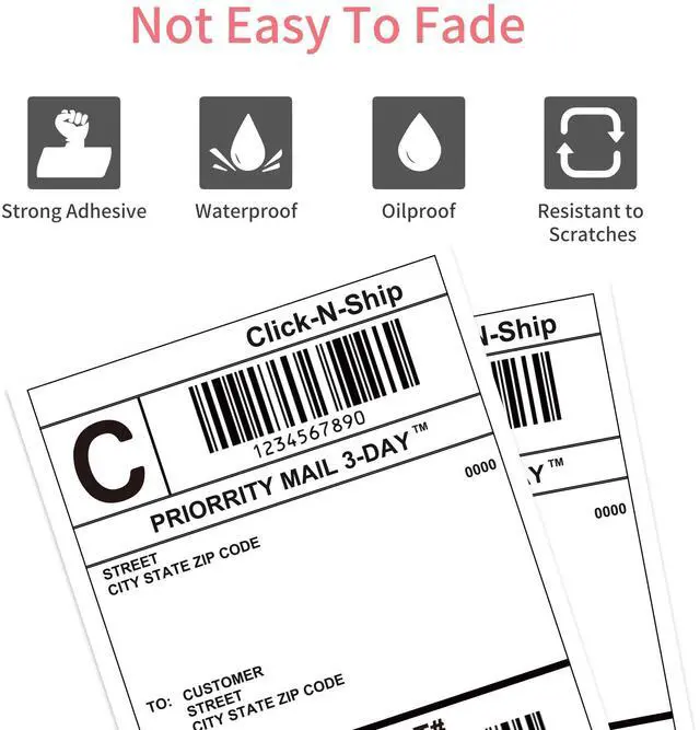 Alt view image 5 of 7 - Direct Thermal Labels 4"x 6" (1 Rolls, 1000 PCS) - for 3" Core Industrial Printers Address & Shipping Labels-White Perforations (Commercial Grade)