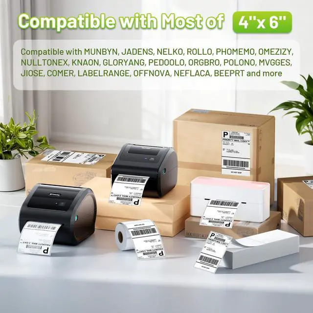 Alt view image 3 of 7 - 4x6 Thermal Labels, Shipping Address Label (Pack of 100 4x6 Roll Labels) - Compatible with JADENS, Phomemo, Rollo, Zebra, and Other Thermal Printers