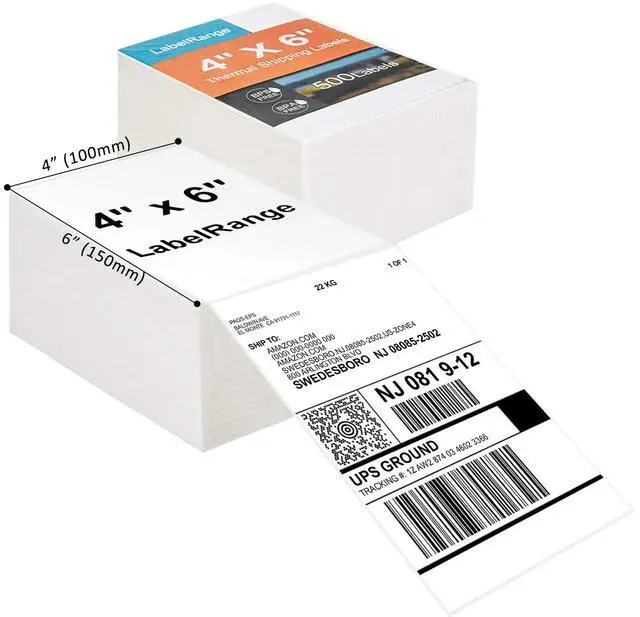 Main image of 4''X6'' Direct Thermal Shipping Labels (1000 4x6 Fan-fold Labels) - Permanent Adhesive Postage Labels - Commercial Grade - /Rollo/Munbyn Compatible