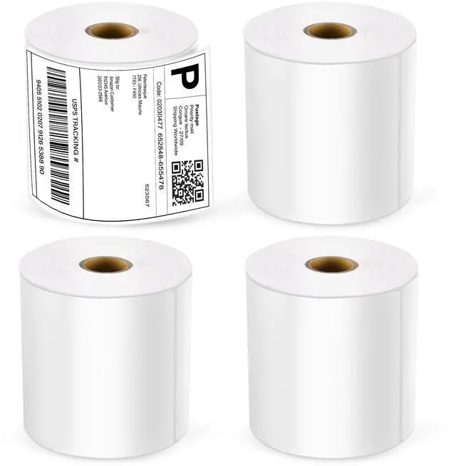 Main image of 4x6 Thermal Labels, 1000 Shipping Labels, 4 Rolls-250 Labels per Roll, Perforated White Mailing Postage Label for Rollo, Zebra (NOT for DYMO)