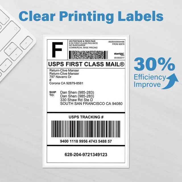 Alt view image 2 of 6 - 4x6 Thermal Labels, 1000 Shipping Labels, 4 Rolls-250 Labels per Roll, Perforated White Mailing Postage Label for Rollo, Zebra (NOT for DYMO)