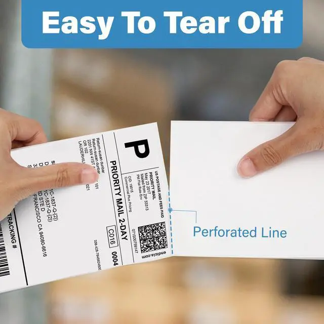 Alt view image 3 of 6 - 4x6 Thermal Labels, 1000 Shipping Labels, 4 Rolls-250 Labels per Roll, Perforated White Mailing Postage Label for Rollo, Zebra (NOT for DYMO)