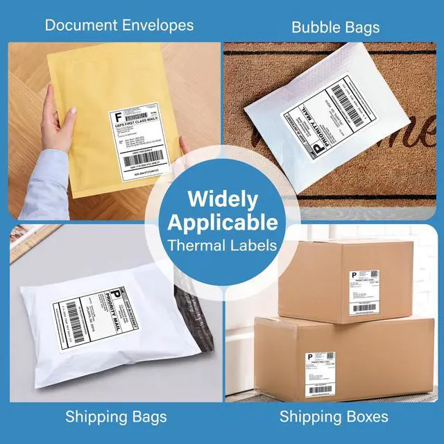 Alt view image 5 of 6 - 4x6 Thermal Labels, 1000 Shipping Labels, 4 Rolls-250 Labels per Roll, Perforated White Mailing Postage Label for Rollo, Zebra (NOT for DYMO)