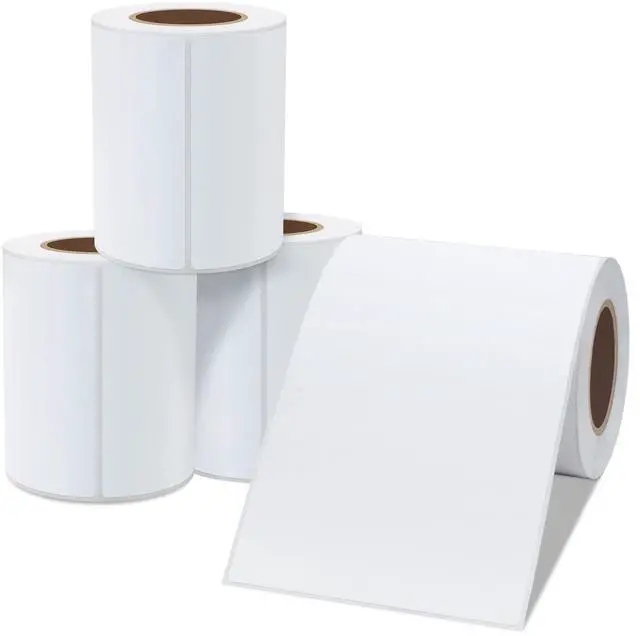 Main image of 4x6 inch Direct Thermal Labels for Barcodes, Address, Compatible with Rollo Label Printer & Zebra Desktop Printers (4"x6",4 Rolls White)