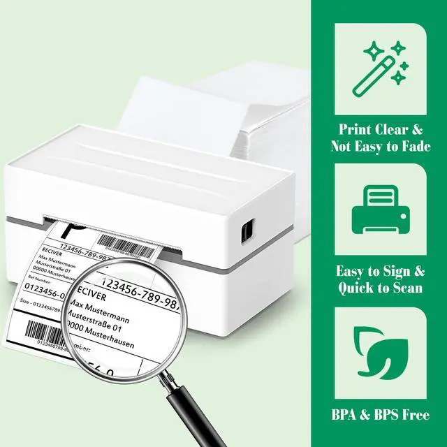 Alt view image 4 of 7 - Thermal Labels 4x6 200 Labels Fanfold Direct Shipping Label with Perforated and Strong Adhesive Mailing Stickers Paper Thermal Printer Sticker for Most Printer Shipping Supplies