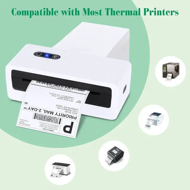 Alt view image 5 of 7 - Thermal Labels 4x6 200 Labels Fanfold Direct Shipping Label with Perforated and Strong Adhesive Mailing Stickers Paper Thermal Printer Sticker for Most Printer Shipping Supplies