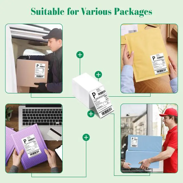 Alt view image 6 of 7 - Thermal Labels 4x6 200 Labels Fanfold Direct Shipping Label with Perforated and Strong Adhesive Mailing Stickers Paper Thermal Printer Sticker for Most Printer Shipping Supplies