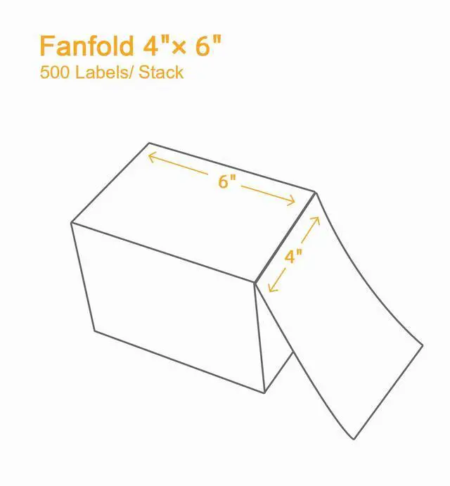 Alt view image 2 of 7 - 2000 Labels/4 Stacks 4" x 6" Fanfold Direct Thermal Labels (101mm x 152mm) Shipping Address Mailing Postage Labels Compatible for Zebra & Rollo Printer Adhesives (500 Labels/Stack)