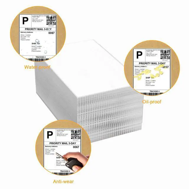 Alt view image 5 of 7 - 2000 Labels/4 Stacks 4" x 6" Fanfold Direct Thermal Labels (101mm x 152mm) Shipping Address Mailing Postage Labels Compatible for Zebra & Rollo Printer Adhesives (500 Labels/Stack)