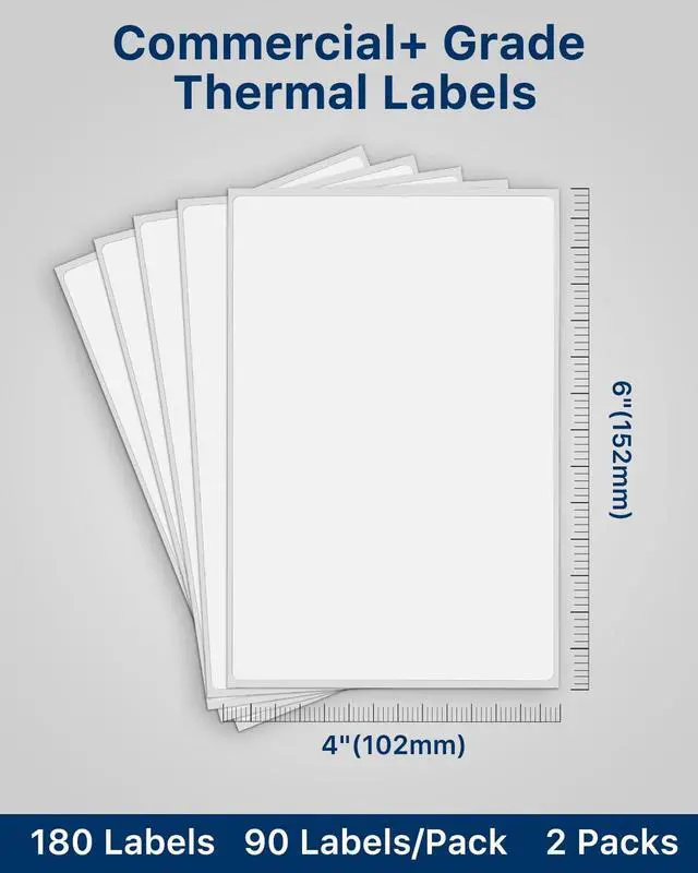 Alt view image 2 of 7 - 4x6 Thermal Labels, White Shipping Label Stickers, Commercial Grade Thermal Printer Label, 180 Labels/Pack