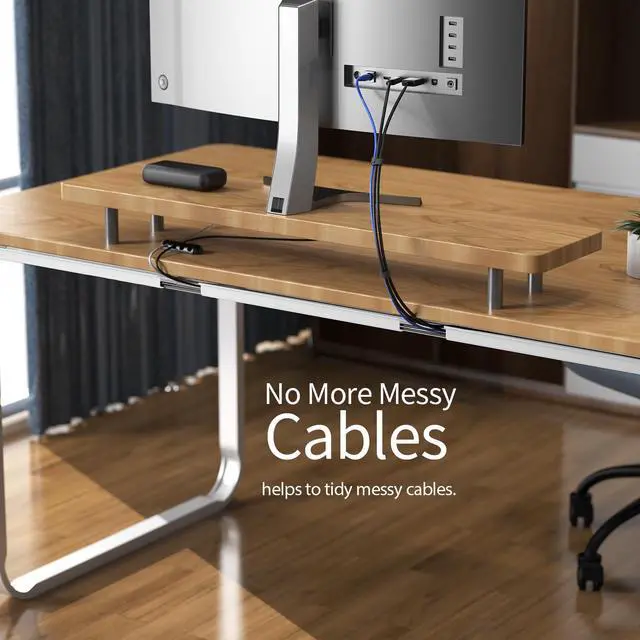 Alt view image 4 of 7 - 6 Pack Safe 15.7in Tidy Cable Management Solution, Protect Kids Pets with Home Office Cable Management Under Desk, Cable Organizer, Cable Management Kit, Cord Organizer for Desk, White