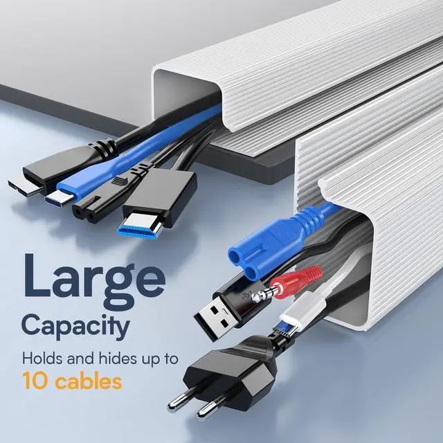 Alt view image 6 of 7 - 6 Pack Safe 15.7in Tidy Cable Management Solution, Protect Kids Pets with Home Office Cable Management Under Desk, Cable Organizer, Cable Management Kit, Cord Organizer for Desk, White