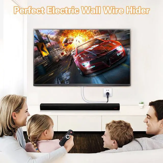 Alt view image 2 of 7 - Wall Cord Hider - 118 Inch Self-Adhesive Cable Wire Cover for Walls, Flexible Cable Raceway Cord Cover for Easy Wire Management - 0.59in H x 0.39in W - White