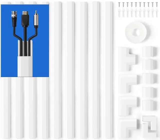 Main image of 153in Wall Cable Hider, Cord Hider to Hide 3-4 Cords, TV Wire Hider for Wall, Cable Management Kit, Cable Raceway White, Paintable Cable Concealer, 9 x L17in x W1.18in x H0.6in
