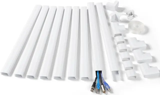 Alt view image 7 of 7 - 153in Wall Cable Hider, Cord Hider to Hide 3-4 Cords, TV Wire Hider for Wall, Cable Management Kit, Cable Raceway White, Paintable Cable Concealer, 9 x L17in x W1.18in x H0.6in