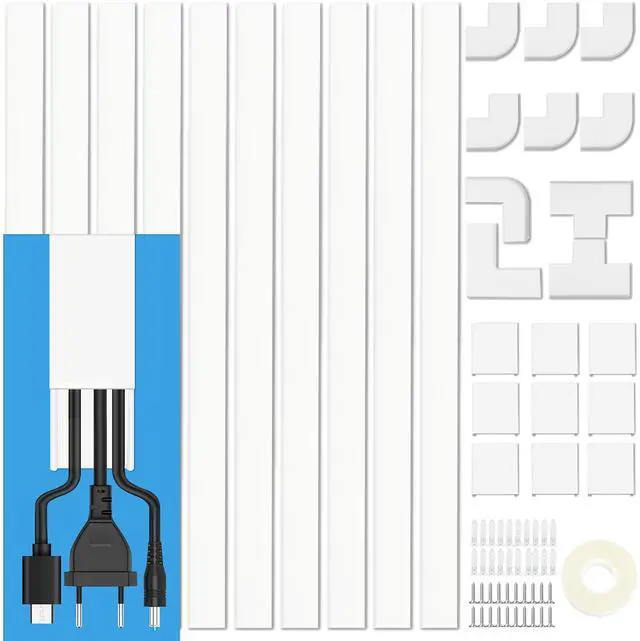 Main image of Cord Cover Raceway Kit - 157" Paintable Cable Concealer, Wire Hider for TV Wall Mounting and Wire Management