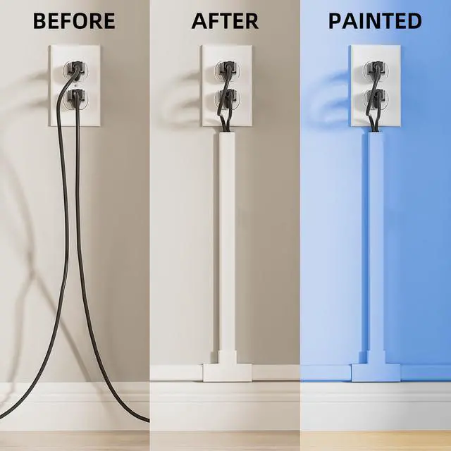 Alt view image 4 of 7 - 236in Cord Hider, Cord Covers for 2-3 Wires on Wall, Premium TV Cable Hider, Paintable Wire Hiders Wire Covers for Cords on Wall, Easier Setup Cable Cover Raceway, W0.94 H0.47in, White