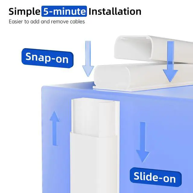 Alt view image 5 of 7 - 236in Cord Hider, Cord Covers for 2-3 Wires on Wall, Premium TV Cable Hider, Paintable Wire Hiders Wire Covers for Cords on Wall, Easier Setup Cable Cover Raceway, W0.94 H0.47in, White