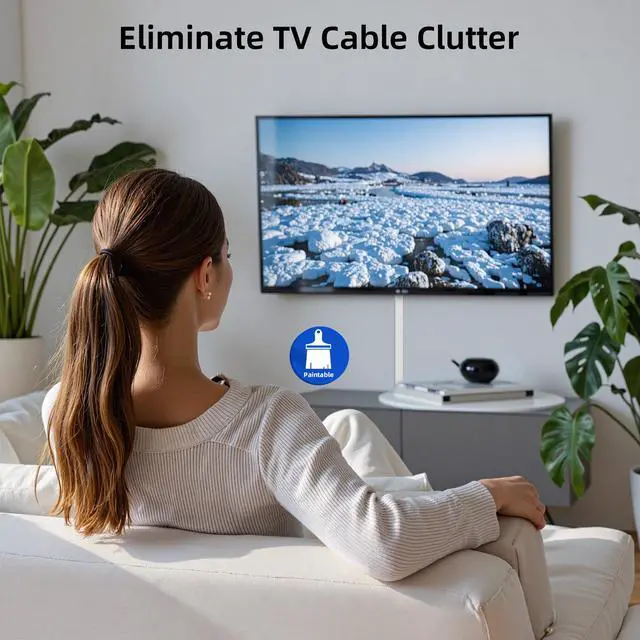 Alt view image 7 of 7 - 236in Cord Hider, Cord Covers for 2-3 Wires on Wall, Premium TV Cable Hider, Paintable Wire Hiders Wire Covers for Cords on Wall, Easier Setup Cable Cover Raceway, W0.94 H0.47in, White