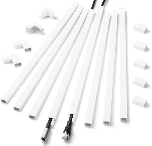 Main image of Cord Hider Wall for One Cord, 136in Cord Covers for Wires on Wall, Easy Install Cable Cover Wall, Cable Raceway White Hide Cords, Cable Hider Cord Management Wall, 8X L17in W0.6in H0.4in