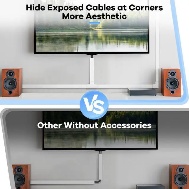 Alt view image 7 of 7 - Cord Hider Kit 126in (8 x L15.7in) - Cable Covers for Wires on Wall, Wire Hider for Wall Mounted TV, White Cable Raceway, Paintable Cord Cover Cable Management for Home Office, W1.54in x H0.75in