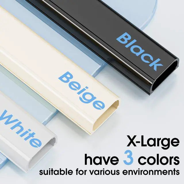 Alt view image 5 of 7 - Large Cord Hider - 47in Wire Hiders for TV on Wall, Paintable Cable Hider, X-Large Cable Management Kit, Cord Hiding for Wall, W1.6in H0.8in White