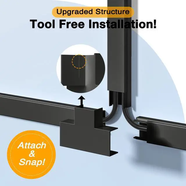Alt view image 2 of 7 - Cable Hider, 157in Cord Hider Wall for Wall Mounted TV, Wire Hider Kit, Paintable Cable Concealer Raceway Management for Home & Office, 10XL15.7 W0.95 H0.55in, Black